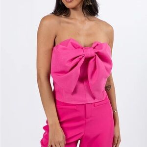 Pink Lily Hot Pink Bow Bustier Top – Size Medium (Never Worn)